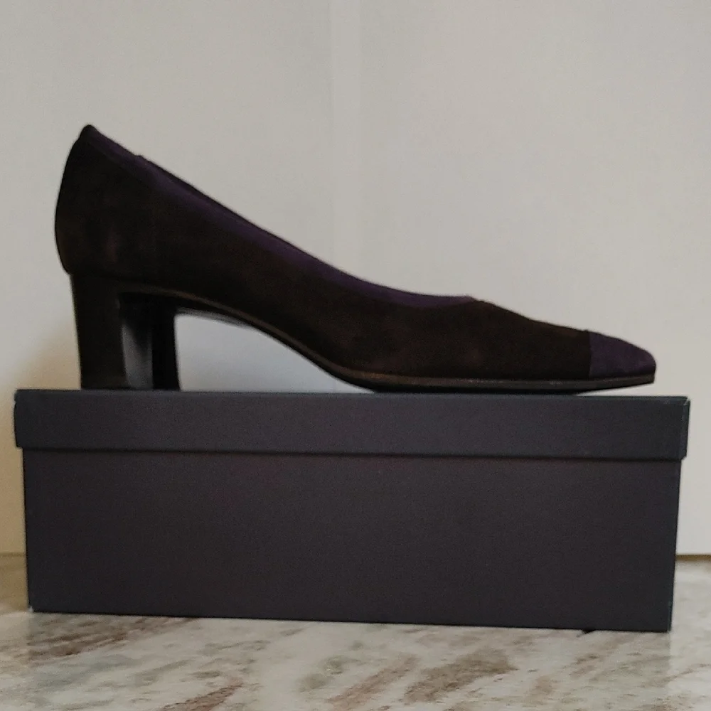Parlanti Brown and Purple Suede Square Toe Heels Size 40